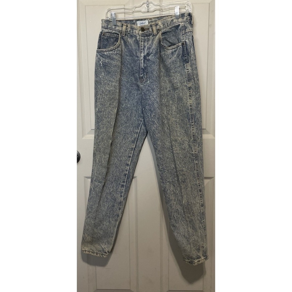 Vintage 80s Acid Wash High Waist  Jeans Blue Denim USA Made Pegged Leg 29"x29"